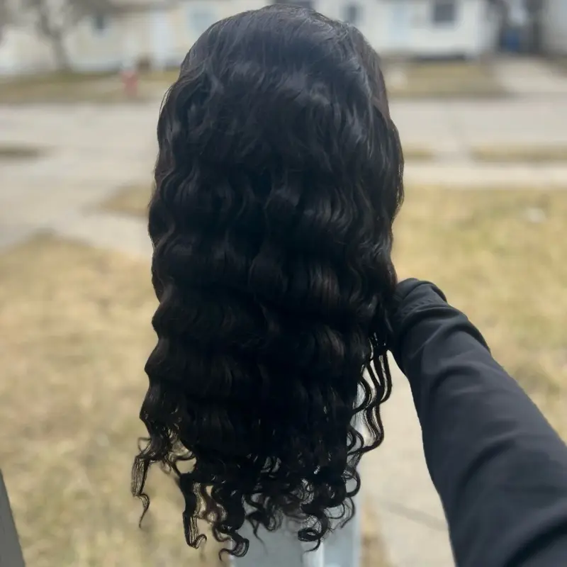 Luxurious Loose Deep Wave 20 Inches - Jet-Black Wig with Voluminous and Glossy Finish, Perfect for Everyday Style and Bold Statement wavy human virgin