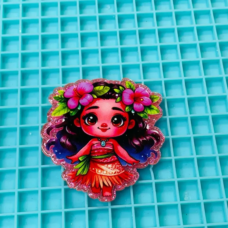 “Hawaiian Girl” Charm for DIY/Badge Reels/Hair Clips- Adorable Design for Crafting Projects - Perfect for Creating Badges, Key Chains & Mofe