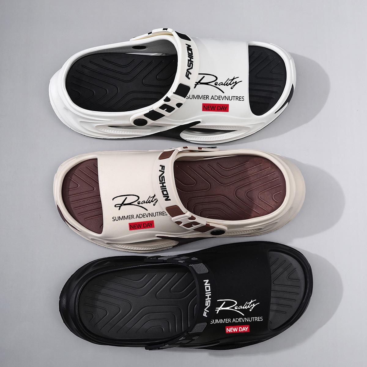 Men's EVA Slide Sandals - Thick Sole, Lightweight Cushioned Walking Shoes, Eva Upper, Waterproof, Slip-Resistant, Breathable, Flexible, Modest Ankle, Easy Slip-On, Casual Street Footwear for Summer Beach, Outdoor Wear, Indoors