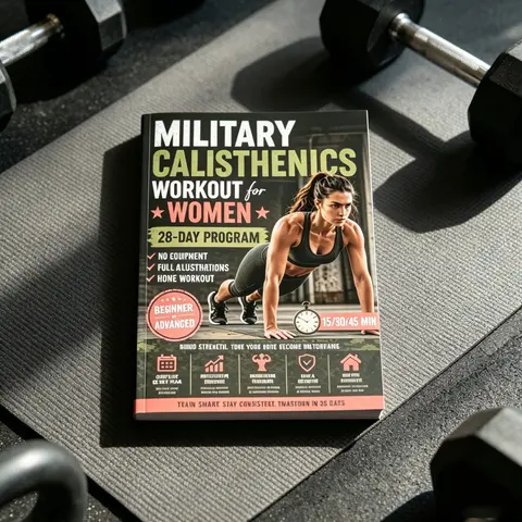 Military Calisthenics Workout for Women, 28-Day Home Fitness Plan Strength Flexibility Notebook, Fitness Journal, Hone Workout, Full Illustrations, Perfect Gift for Summer, No Equipment Needed