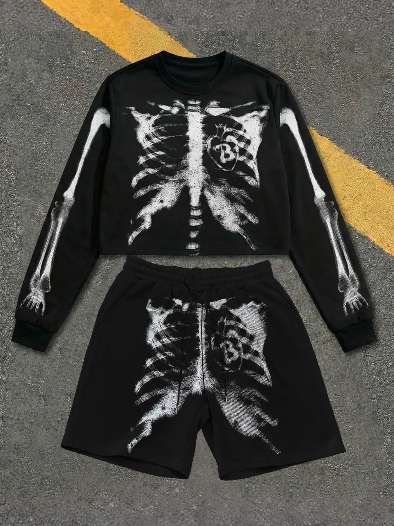 Skull Street Style Graphic Set, Dark and Unique Streetwear Fashion for Trendy, Fitted, Perfect for Street Culture Enthusiasts and Theme Parties