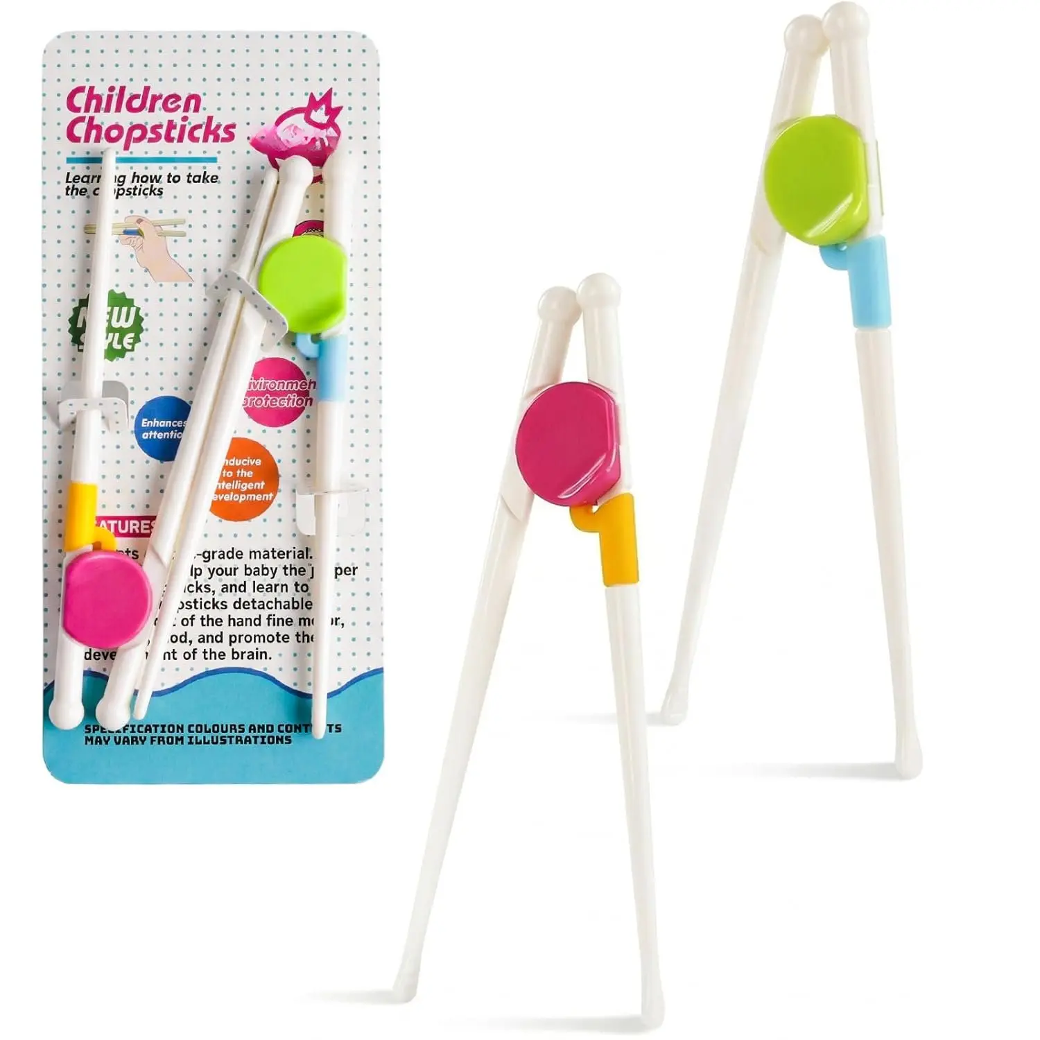 Chopsticks, 2 Pairs  Chopsticks for  Beginners  Learning Practice, Hand Eye Coordination Development, Non-Slip Grip, Fun Everyday Dining Tool for