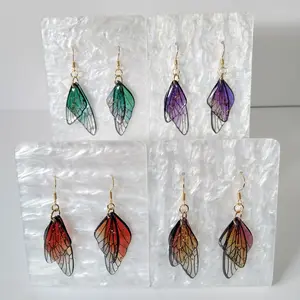 #200 Various Colors Butterfly Wings with Gold Glitter & Iridescent Glitter Earrings, Casual Spring, Summer, Insect, Animal Jewelry
