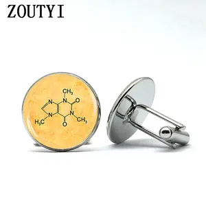 2019 / new chemical molecular glass inlaid cufflinks, men's gift cufflinks .