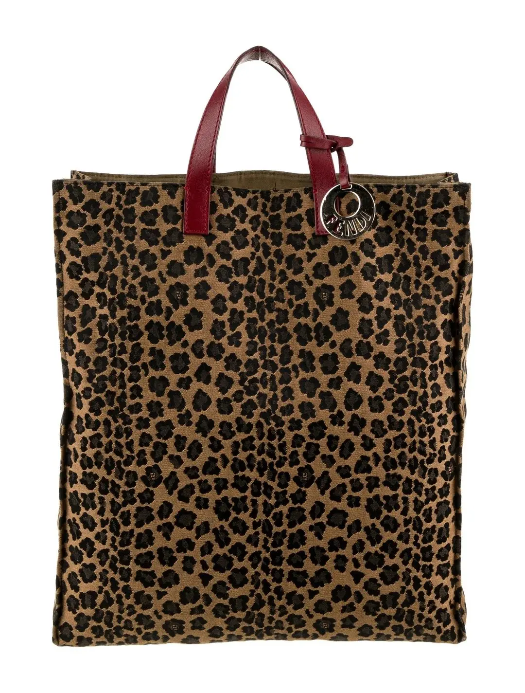 Pre-owned FENDI canvas Tote Bags Leopard Jacquard tote bag 4000026439941