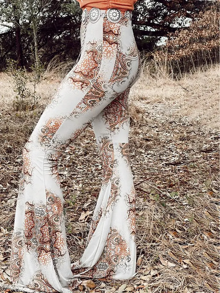 Printed Bodyline Flare Pants Printed Bodyline Flare Pants