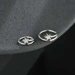 Oufer 16G Star CZ Hinged Segment Cartilage Ring 316L Stainless Steel