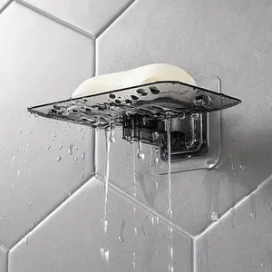 Soap Rack No Drilling Wall Mounted Double Layer Soap Holder Soap Tray Soap Sponge Dish Bathroom Accessories Soap Dishes Self Adhesive