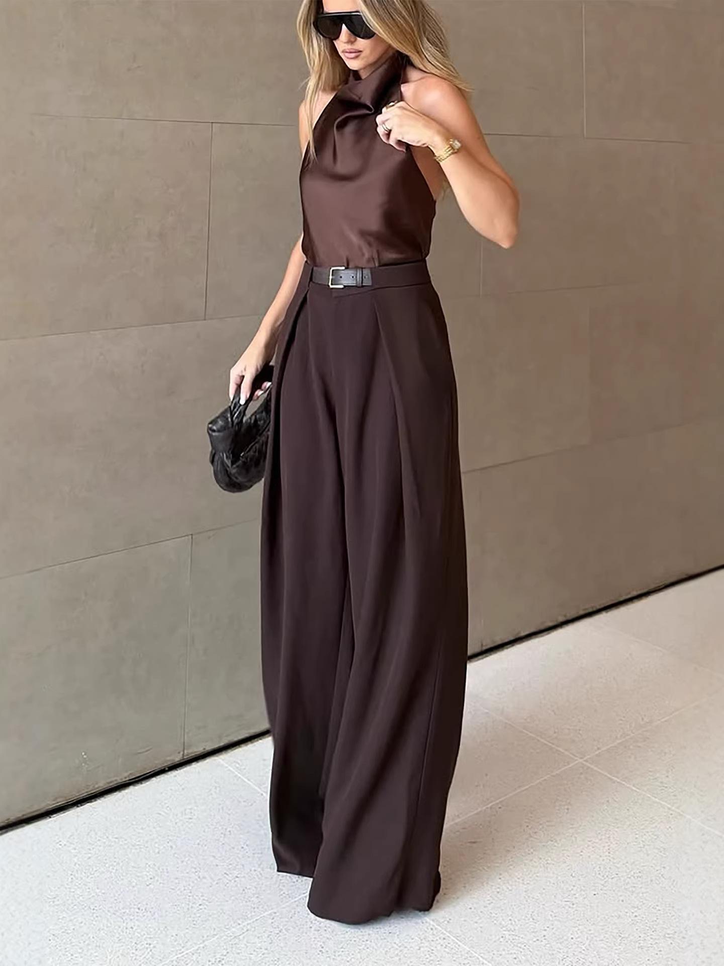 Spring/Summer New 2026 Fashionable and Elegant Commuting Casual Solid Color Women's Loose Curved Pants