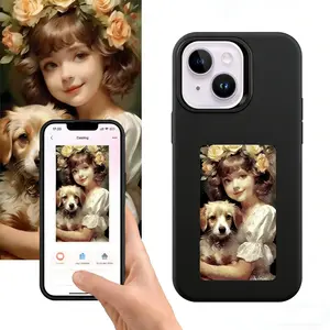 Upgraded Smart Ink Case for iPhone 16 Pro Max - 4.0" HD 4-Color E Ink Screen, NFC Custom Digital Picture Transfer, DIY Digital Photos, Durable Anti-Drop Cover, Compatible with iPhone – Black，Girlfriend gift photo case，giftidea