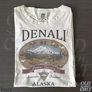Vintage Denali Alaska Graphic Tshirt, Retro Comfort Colors National Park Mountain 90s Nostalgia Unisex Shirt