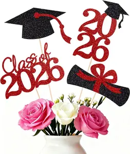 16 Pieces Class Of 2026 Graduation Cake Decoration, Grad Theme Party Decoration Supplies, Festive Graduation Cake Toppers For 2026 Graduation Party, Perfect For Graduation Celebration Dessert Decor
