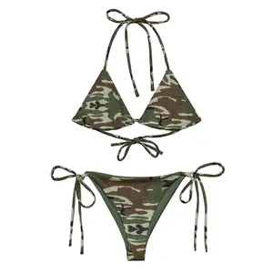 Vintage Camo print String Bikini Set