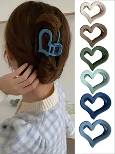 6pcs Heart-Shaped Hair Clips, Medium Size Shark Clip, Back-Of-Head Hair Accessories, Women's Fashion Hair Clips, Stylish Hair Ties