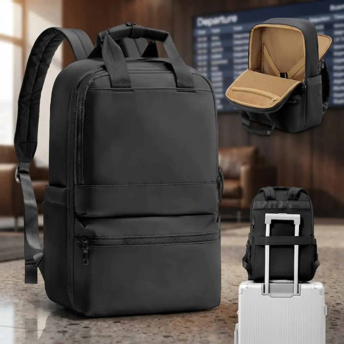 Premium Water-Resistant Business Travel Laptop Backpack for Men Women, Large Capacity Flight Approved Carry On Luggage Bag, Minimalist Work College Backpacks with Padded Laptop Sleeve, Commuter Outdoor Weekender Rucksack Gifts