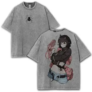 Hunter x Hunter Shizuku Spider 8 Anime Shirt Washed Shirt Graphic T-Shirt | Vintage Washed Style, 260GSM Thick Fabric, 2-Side Print