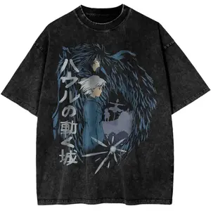 Howl’s Moving Castle Shirt, Studio Ghibli Shirt, Anime Shirt, Vintage Tee, Unisex Cotton Crewneck T-Shirt Menswear Womenswear Underwear Streetwear Top Printed Shortsleeve Summer