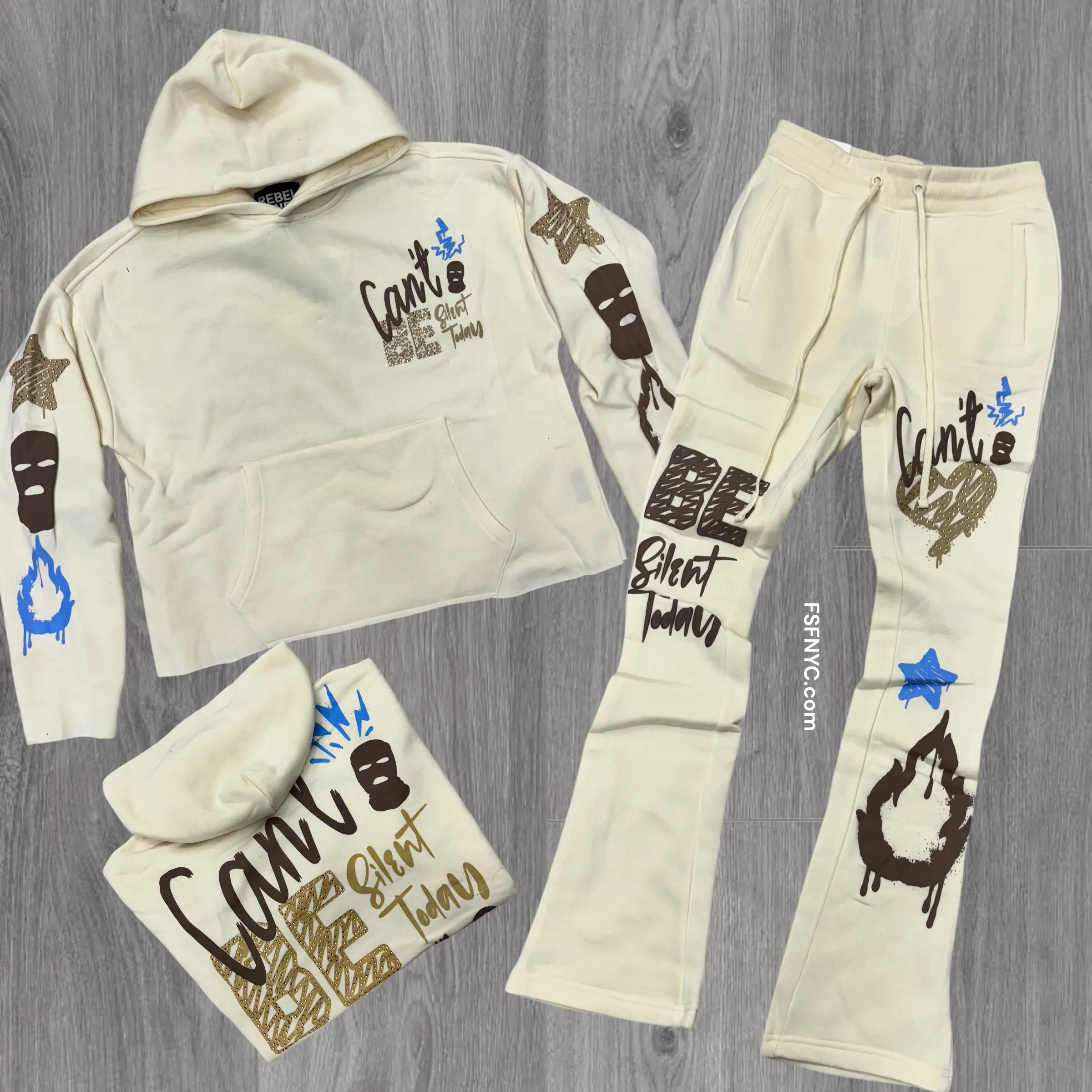 Rebel - Stacked Can’t Be Sweat Suit - Cream - 317 417