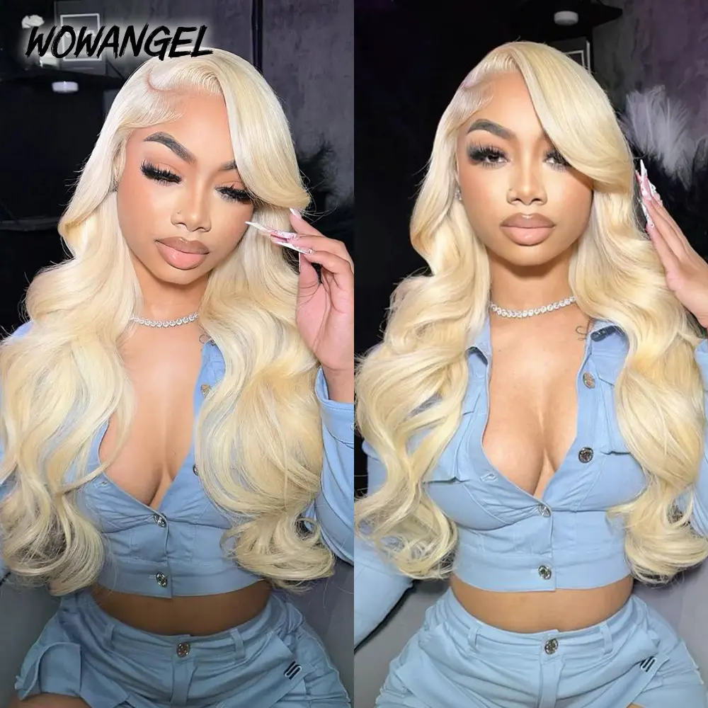 WOWANGEL 613 Blonde Wig Straight Skinlike Real HD Lace 13x6 Full Frontal Wigs 250% Density 28 inch Real Human Hair Pre plucked for Women 613 HD Lace Frontal Wig