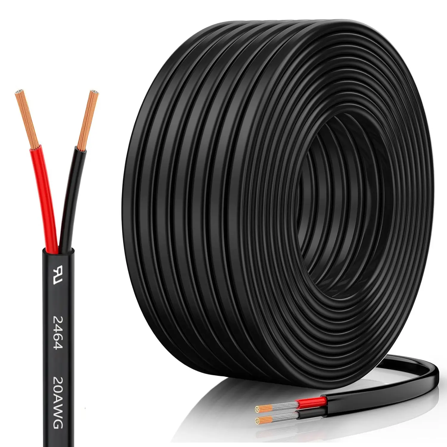 20 Awg 0.518mm² PVC Cord, 2 Conductor Electrical Wire, 12V/24v Dc, Copper-Clad Aluminum, Automotive, LED, Marine, 5m-45.8m, Low Voltage Wire Cable