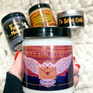 NEW-Will You Accept? OWL MAIL,Bookish hp gift Book Candle Literary Candle Book Lover Gift Wizard Inspired imaginative candle--=%2=-=%2=----=%2=- soy=%2=-- scented soy