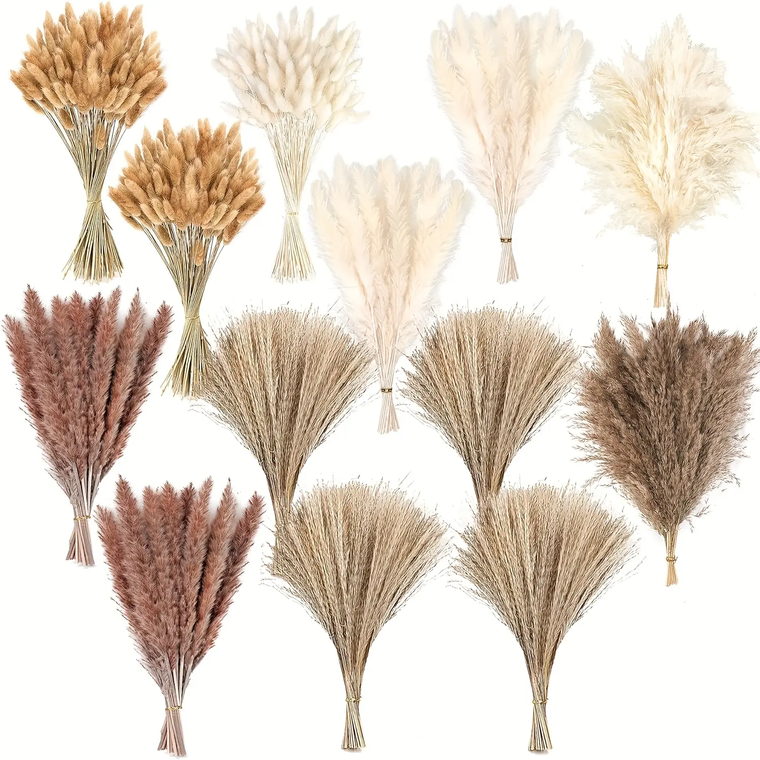 300pcs Dried Pampas Grass Decor, Dried Flower Bouquets For Wedding, Home, Centerpiece Table, Modern Home, Western Living Room, Nurserie, Nursery, Boho Room, Beach, Women Office, And Boho Decor