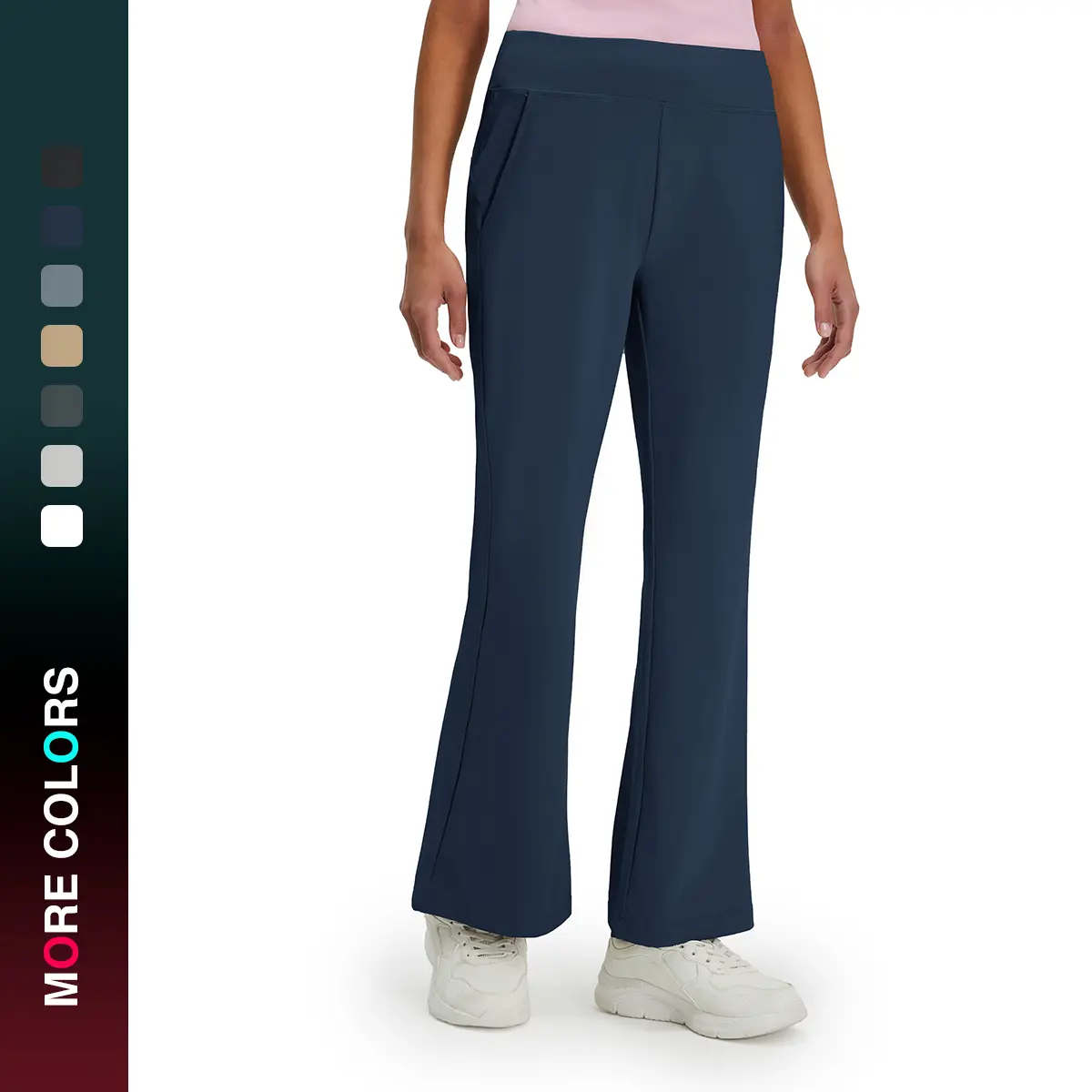 MAELREG Womens Golf Pants with Pockets Flare Leggings High Waist Stretch Tall Bootcut Wide Leg Lounge Work Yoga Pants Women