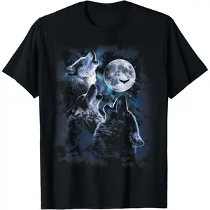 Howling at The Moon Wolf Pack Starry Wildlife Wolves Lovers T-Shirt