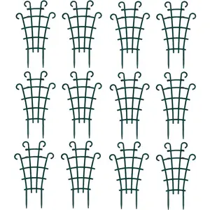 12 Pack Trellis for Potted , Garden Trellis for Climbing  Plastic Mini Climbing  Trellis Flower Pots Support Stackable Trellis for Climbing  Peas, Dark Green