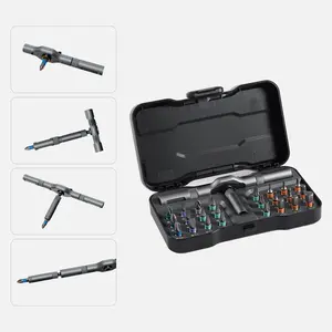 ATuMan Black Friday 24 in 1 DIY Screwdriver Set, 1 Set Switchable Screwdriver Shape Magnetic Screwdriver Set, Compact and Portable Ratchet Screwdriver Set Home Repair Tool Box