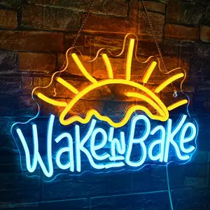 Serbasic Wake in Bake Neon Sign, 16.5x11in USB-Powered Dimmable Neon Light with ON/OFF Switch, Wall Decor for Living Room, Home Decor Gift
