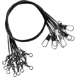 50PCS Fishing Leaders, Fish Line Stainless Steel Wire with Swivels Snap, High-Strength 30LB Hi-Low Rig Fishing Wire Leader Fishing Tackle Gear Connector for Lures Baits Rigs Hooks