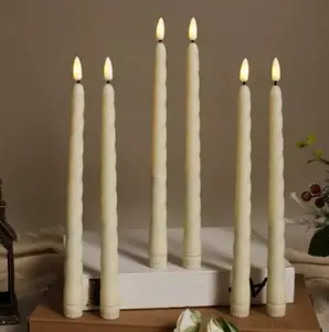 6‑Pack Ivory Flameless LED Taper Candles – Battery‑Powered with Remote & Timer, Realistic Twisted Warm Flicker for Home, Wedding & Party Decor funny  lamp remote  lamp White Votive Candle Set led  lamps