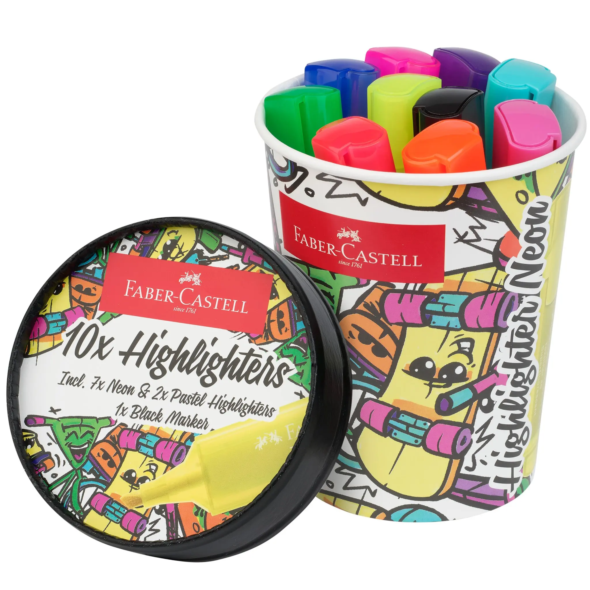 Superfluorescent Textliner Highlighters - "Ice Cream Cup" Design, 10ct, #fc254695, Polyester Tip, Durable Chisel Tip Marks, Even Color Laydown, 3 Line Widths, Black Marker, Blue Color, Bright Highlighting, for Bullet Journaling, Hand Lettering