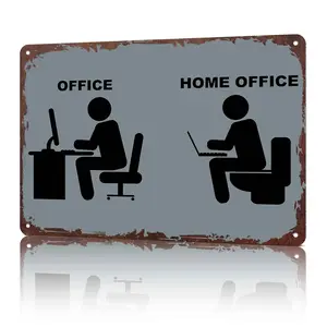 Office vs Home Office Toilet Work Meme Metal Tin Sign, 12x8 Inch Aluminum Wall Art, Vintage Funny WFH Poster, Gift for Remote Workers, Novelty Home Office Decor