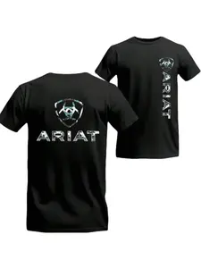 Men's Ariat Print T-Shirt, Casual Long Sleeve Top, Comfortable Fit for Daily Wear, Ideal for Home & Leisure Activities Stylish Equestrian