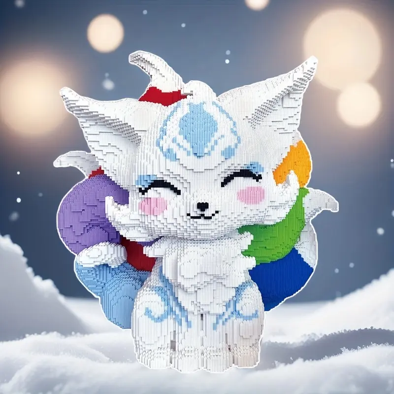 Rainbow Nine-Tailed Fox 3D Jigsaw Puzzle Animal Shape Puzzle Building Block Creative Decoration Gift for Birthday Halloween Valentine Christmas Home Decor DIY Craft Animals