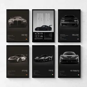 Supercar Poster, RS Hellcat Veyron FXX K GT3 M4 G82 Car Poster, Car Poster Wall Decor For Home, Bedroom, Office, Men Room, Garage, Game Room