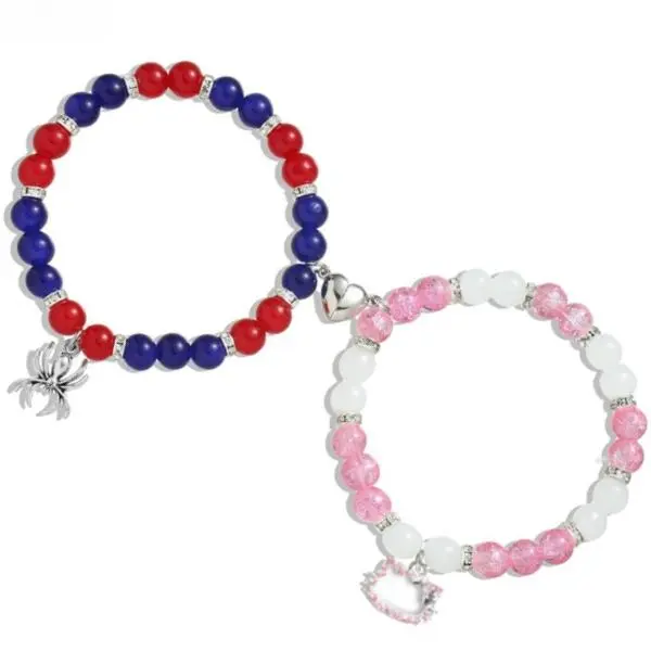 Friendship Couples Bracelets Set, Valentine's Day Birthday Jewelry Gifts for BF and GF Soulmate, Matching Spider Bracelet for Best Friend Bestie Girls Boys Kids Family