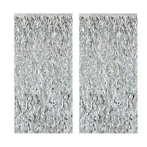 2pcs Shiny Wavy Party Tassel Decor, Festive Backdrop for Birthdays & Anniversaries, Colorful Ribbon Decoration for Home Parties