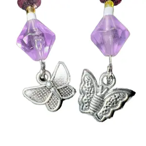 Handmade mismatch butterfly Fish Hook Dangle Earrings with Colorful Beads Unique Mismatched Style Modern Charm
