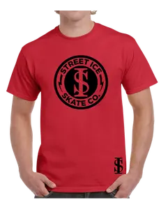 Street Ice Skate Co Original Round Logo T-Shirt - Casual Tee with Unique Vintage Style Print