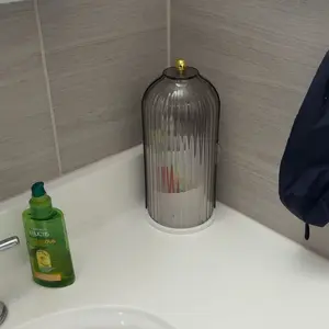 Toothbrush Holder with Sliding Lid – 3-Slot Dustproof Bathroom Organizer for Electric Toothbrush, Toothpaste & Makeup Brushes, 360 Rotating White Countertop Vanity Storage, Modern Bathroom Decor, Valentine & Holiday Gift