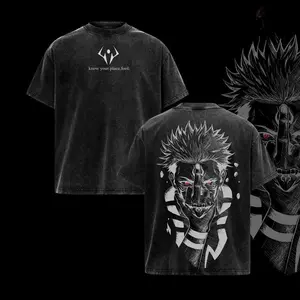 valentine shirts Ryomen Sukuna Know Your Place Fool T-Shirt | Jujutsu Kaisen Oversize Vintage Washed Tee | Heavy Cotton Streetwear Graphic Shirt | JJK Anime Top Gift for Fans