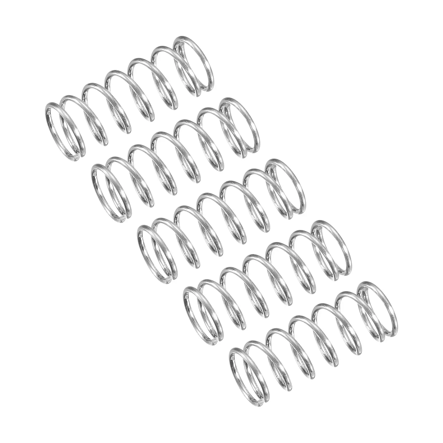 Compression Spring, 5Pcs 304 Stainless Steel, 6mm OD, 0.6mm Wire Size, 15mm Free Length, Silver Tone