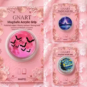 Aesthetic Acrylic Magnetic Phone Grip Pastel Goth Pink Bat Starry Night Painting Phone Stand Cosmic Galaxy Mountain Phone Holder Mystic Celestial Fine Art Mobile Accessory