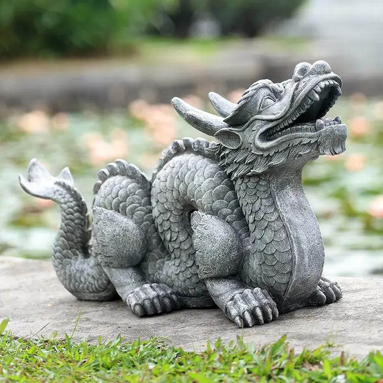 SPI Home 48152 Honorable Dragon Resin Garden Statue Figurine - Decorative Silhouette Piece for Home Improvement & Garden Decor