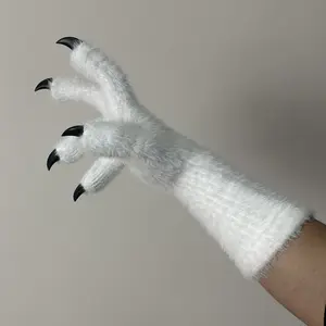 SCLMRO Kigurumi Paws & Fursuit KIG Paws Black Costume Gloves with White Claws Cosplay Paw Gloves for Costume Events