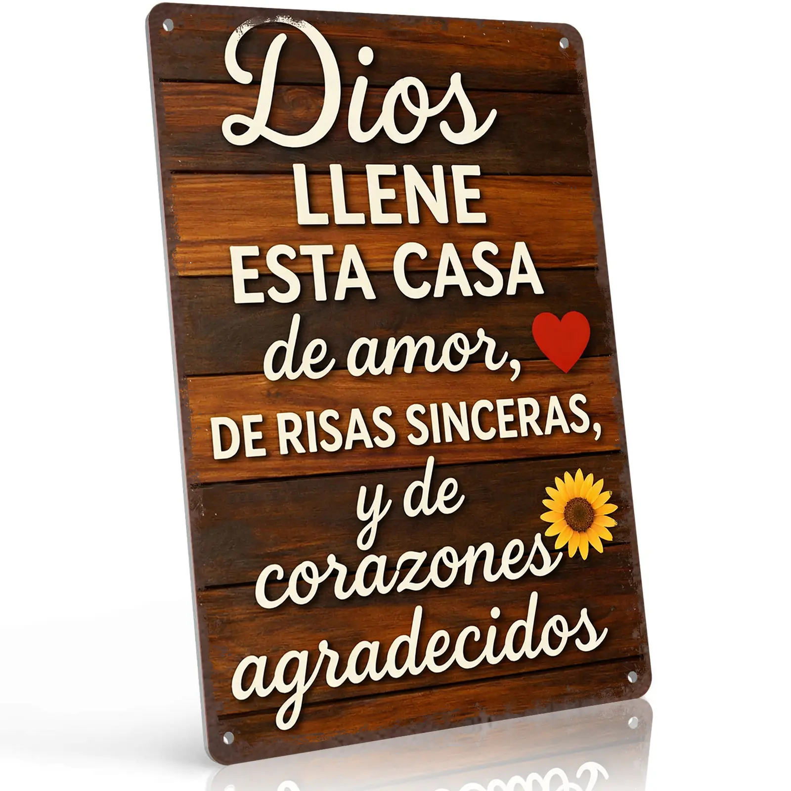 Dios Llene Esta Casa Spanish Blessing 12x8 Inch Aluminum Metal Sign - Warm Spanish Religious Wall Decor for Entryway, Living Room, Kitchen, Latino Homes - Retro Tin Sign Gift for Spanish-Speaking Families and Faithful Believers