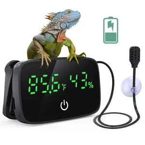 Reptile Thermometer Hygrometer, LED Digital Terrarium Thermometer and Humidity Gauge Snake  Accessories with USB  for Bearded Dragon, Tortoise, Reptile , (Include 31.5'' )